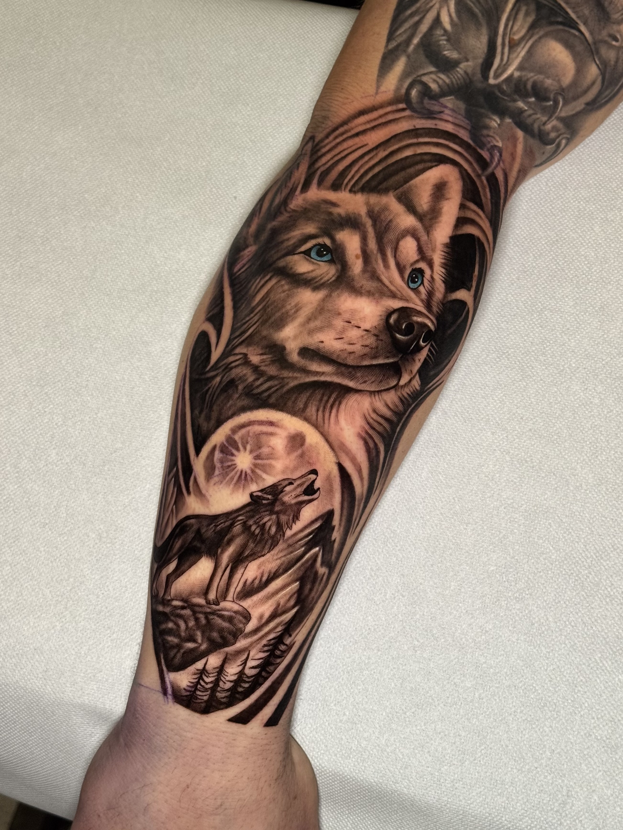 Tatuaggio realismo black and gray su avambraccio realizzato da Andrea N. Agnelli