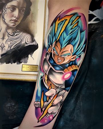 Tatuaggio anime Dragon Ball a colori di Thomas Morello AKA SAZE